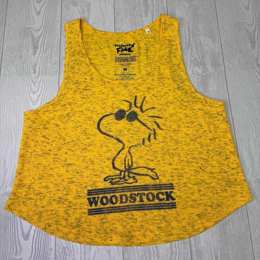 Peanuts Woodstock Graphic Ribbed Yellow Tank Top Women's Medium